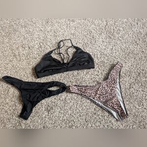 Volcom Black and Leopard Bikini Set